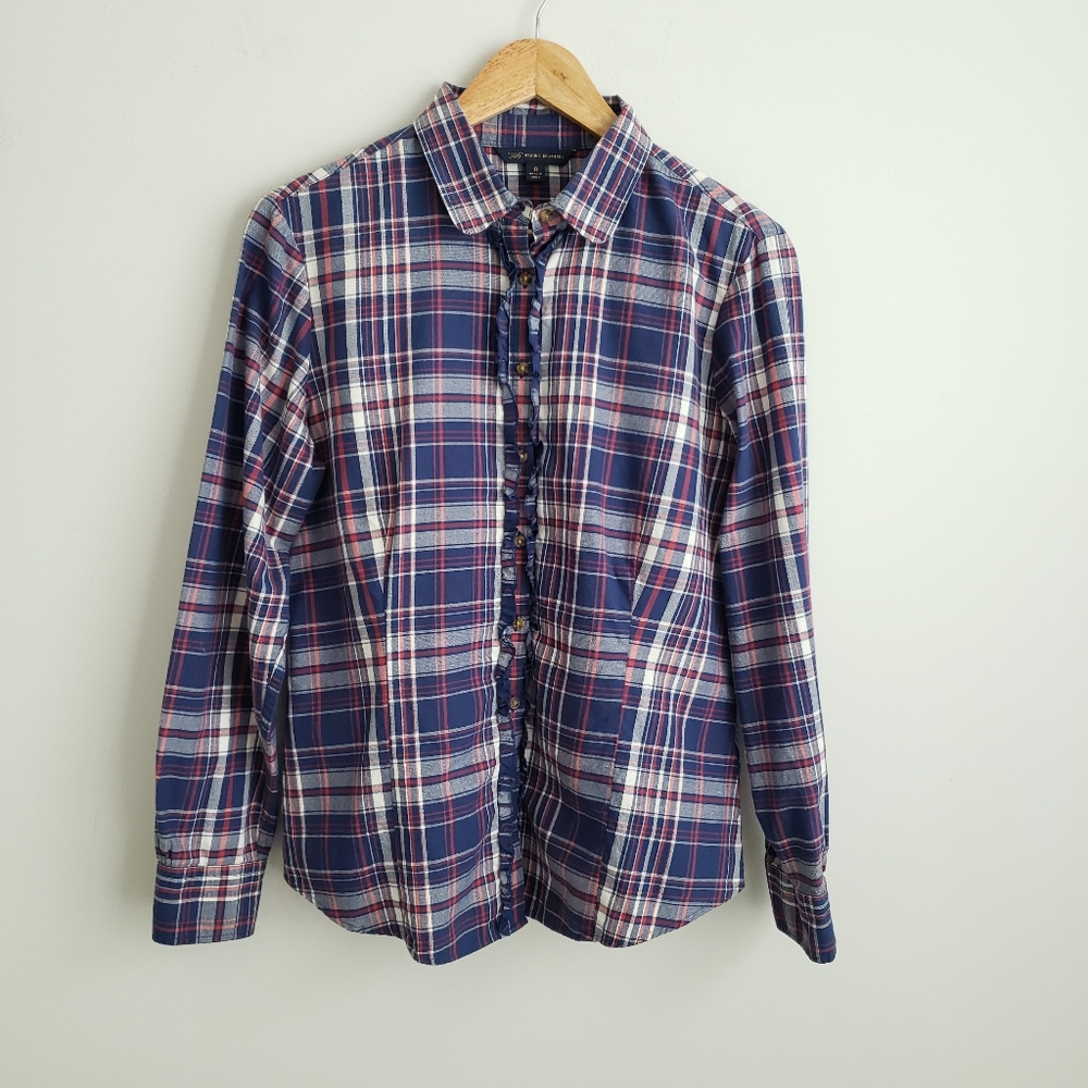 Brooks Brothers "346" Women's Blue Plaid Button Up Shirt